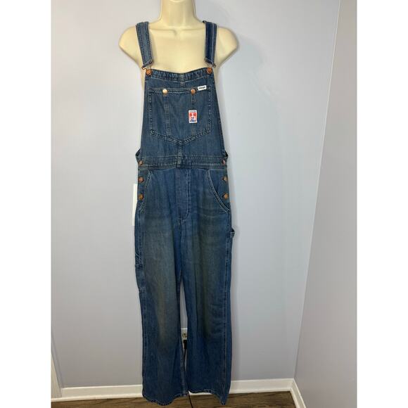 Wrangler Casey Jones Denim Straight Leg Coveralls Jumpsuit Distressed Women's M - Picture 1 of 14